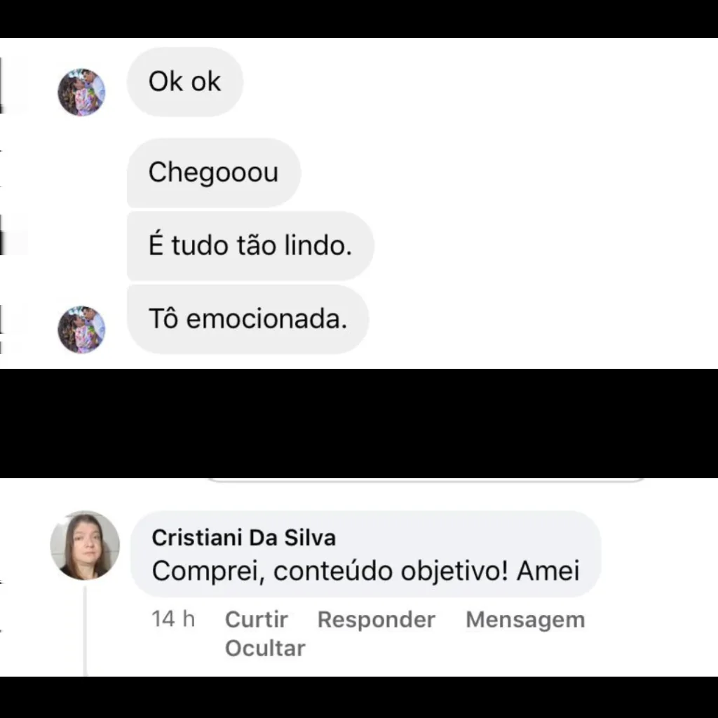 Comentários de clientes satisfeitas com o conteúdo