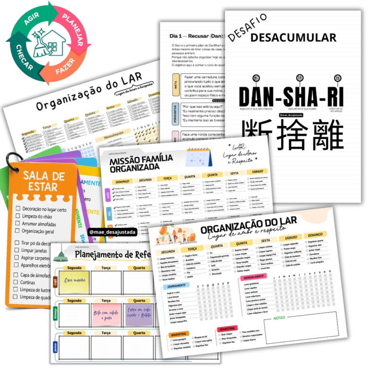 Conjunto de rotinas e checklists para organização do lar